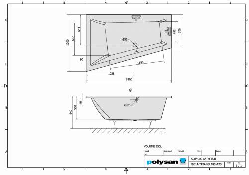 Wanna akrylowa asymetryczna 180x120 cm (lewa) TRIANGL 19611 Polysan rysunek
