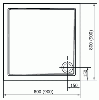 Brodzik prysznicowy kwadratowy kompozytowy 90 x 90 cm 43511 Polysan Rysunek techniczny