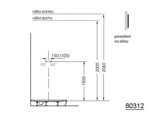 Panel prysznicowy z termostatem 130x25 cm LUK 80312 Polysan rysunek