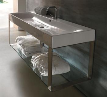 Umywalka nablatowa ceramiczna 120 x 45 cm CENTO 353401 Kerasan wizualizacja