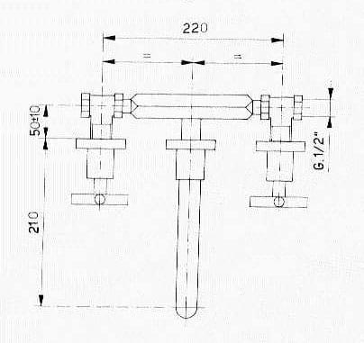 Bateria umywalkowa podtynkowa chrom połysk AXIA 552 Sapho  rysunek