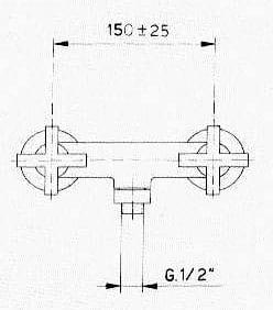 Bateria natryskowa ścienna chrom połysk AXIA 586 Sapho  rysunek
