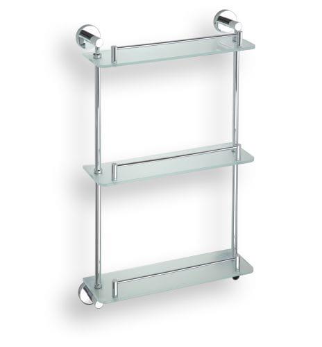 Półka szklana potrójna z relingiem 40 x 66,5 x 13 cm OMEGA 104202132 Bemeta