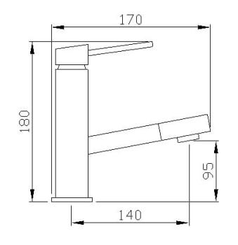 Bateria umywalkowa stojąca z wyciaganą wylewką chrom połysk PARIS 1104-05 Sapho rysunek