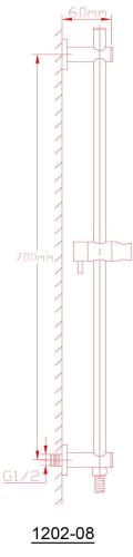 Drążek prysznicowy z wyjściem wody 70 cm 1202-08 Sapho rysunek