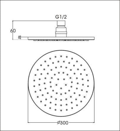 Deszczownia okrągła o średnicy 30 cm 1203-03 Sapho rysunek