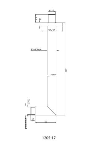 Ramię deszczowni ścienne 40 cm 1205-17 Sapho rysunek