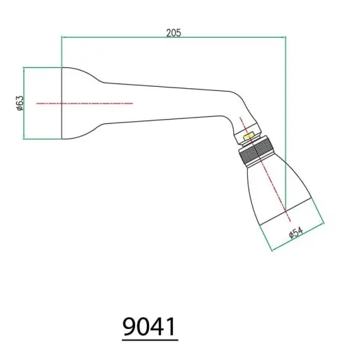 Głowica natryskowa chrom/złoto AXUS 9042 Sapho rysunek