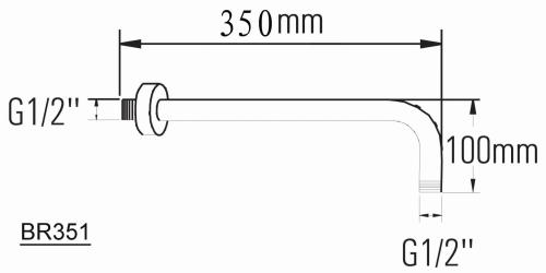 Ramię deszczowni ścienne chrom 35 cm BR351 Sapho rysunek