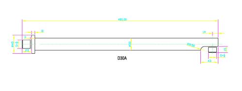 Ramię deszczowni ścienne 45 cm D30A Sapho rysunek