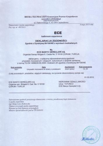 Umywalka dla niepełnosprawnych 59 x 45,5 cm 10TP60060 Isvea certyfikat