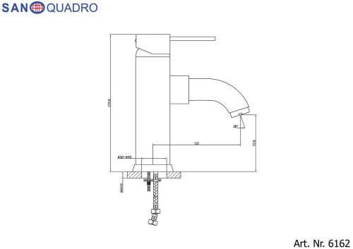 Bateria umywalkowa stojąca chrom połysk SANOQUADRO 6162 Sanotechnik rysunek
