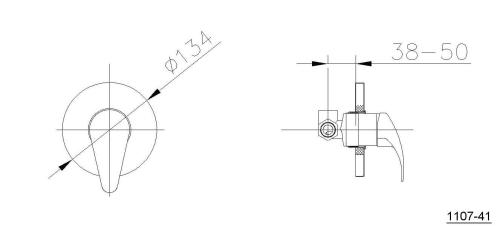Bateria prysznicowa podtynkowa chrom połysk Kasiopea 1107-41 Aqualine rysunek