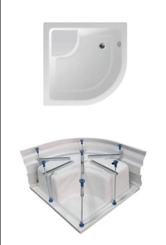 Brodzik prysznicowy półokrągły akrylowy 90 x 90 cm wysoki kompletny C93 Aqualine nóżki