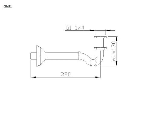 Syfon bidetowy 5/4" chrom 32 mm 9601 Sapho rysunek