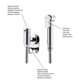 Zawór mieszający do prysznica bidetowego JUSTIME 1209-03 Sapho rysunek