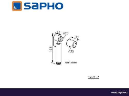 Rączka bidetowa z uchwytem bez węża chrom połysk 1209-02 Sapho rysunek