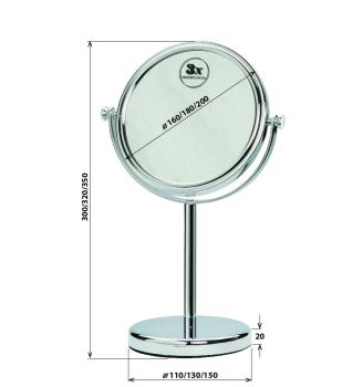 Lusterko kosmetyczne stojące Ø 180 mm 112201242 Bemeta wymiary