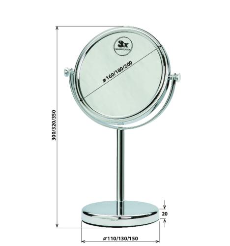 Lusterko kosmetyczne stojące Ø 180 mm 112201242 Bemeta wymiary