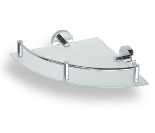 Półka szklana narożna z relingiem 25 x 25 cm OMEGA 104202162 Bemeta