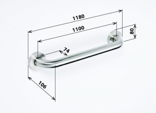 Poręcz prosta 110 cm stal nierdzewna szczotkowana HELP 301101102 Bemeta wymiary