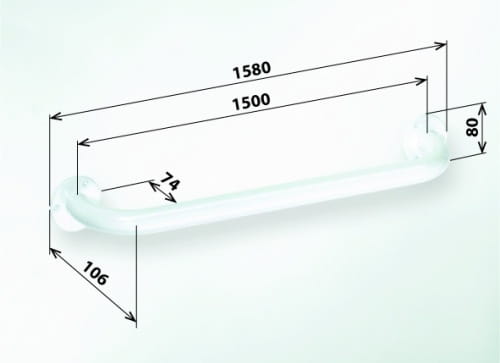 Poręcz prosta 150 cm biała HELP 301101504 Bemeta wymiary