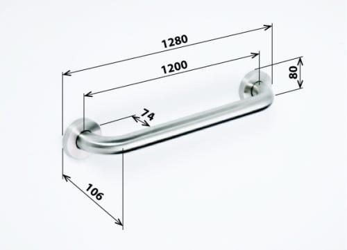 Poręcz prosta 120 cm stal nierdzewna szczotkowana HELP 301101202 Bemeta wymiary