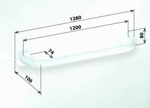 Poręcz prosta 120 cm biała HELP 301101204 Bemeta wymiary