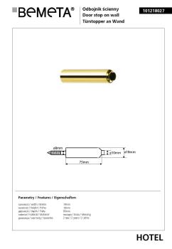 Odbojnik drzwiowy ścienny, mosiężny 101218027 Bemeta wymiary