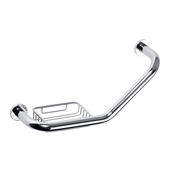 Poręcz kątowa ścienna z mydelniczką 46x22 cm chromowana 106107031 Bemeta