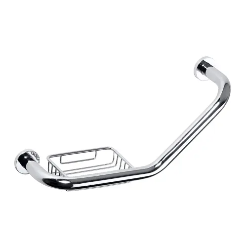 Poręcz kątowa ścienna z mydelniczką 46x22 cm chromowana 106107031 Bemeta