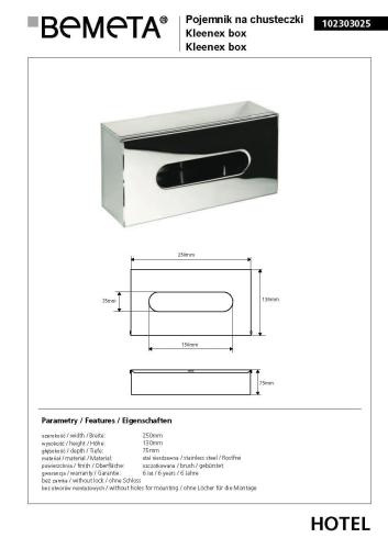 NEO Pojemnik na chusteczki higieniczne, matowy 102303025 Bemeta wymiary