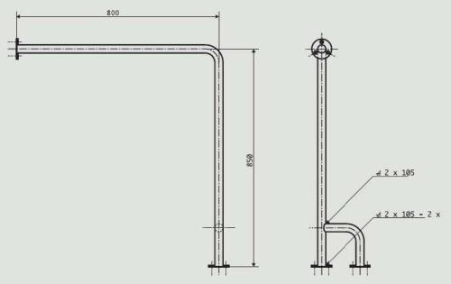 Wspornik przyścienny stal nierdzewna HELP lewy 301112131 Bemeta rysunek