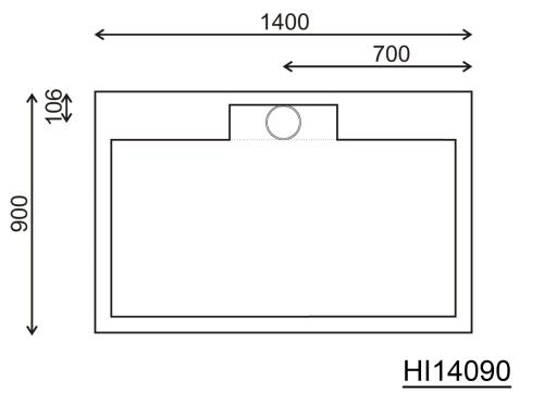 Brodzik prysznicowy prostokątny kompozytowy 140 x 90 cm IRENA HI14090 Gelco Rysunek techniczny