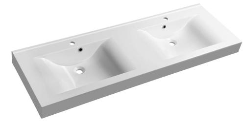 Umywalka kompozytowa podwójna 150 x 50 cm biały FLAVIA 68154 Sapho