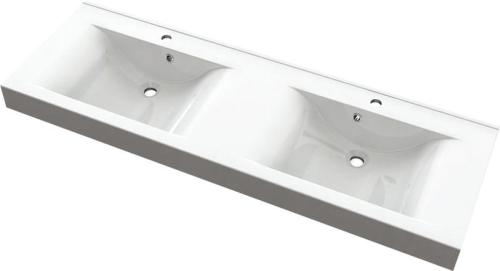 Umywalka kompozytowa podwójna 160 x 50 cm biały FLAVIA 68164 Sapho