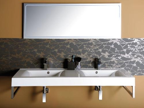 Umywalka kompozytowa podwójna 160 x 50 cm biały FLAVIA 68164 Sapho front