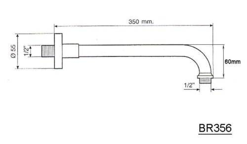 Ramię deszczowni ścienne brąz 35 cm BR356 Sapho rysunek