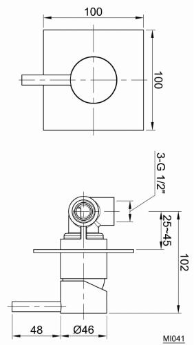 Bateria prysznicowa podtynkowa 1 funkcyjna stal nierdzewna MINIMAL MI041 Sapho rysunek