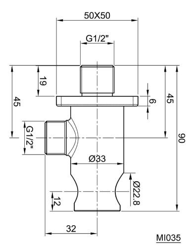 Przyłącze kątowe z uchwytem na rączkę prysznicową MINIMAL MI035 Sapho rysunek