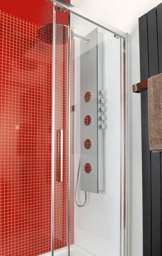 Panel prysznicowy z baterią 155x25 cm aluminium 5SIDE 80211 Polysan wizualizacja