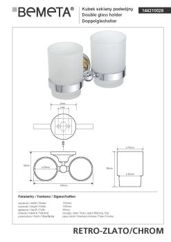 Kubek szklany podwójny chrom - złoto RETRO 144210028 Bemeta