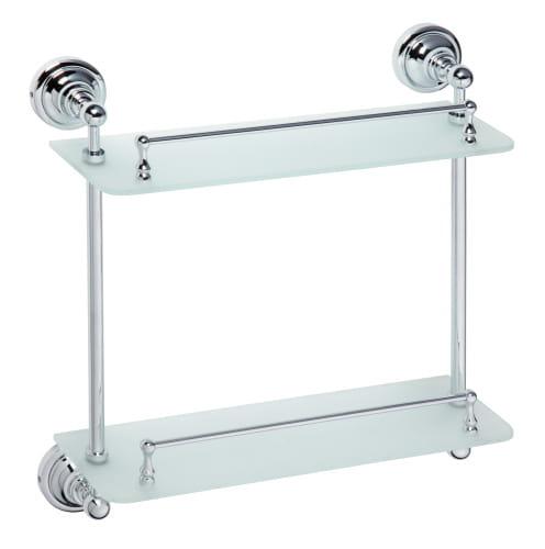 Półka szklana podwójna z relingiem 40 x 42 cm chrom połysk RETRO 144301122 Bemeta