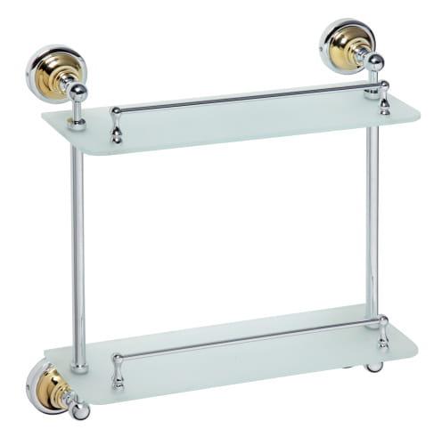 Półka szklana podwójna z relingiem 40 x 42 cm chrom - złoto RETRO 144202128 Bemeta