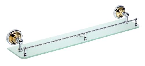 Półka szklana z relingiem 60 cm chrom - złoto RETRO 144202268 Bemeta
