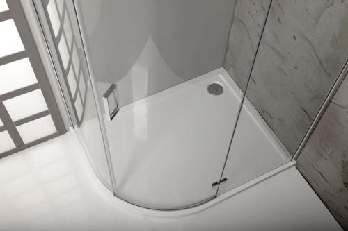 Brodzik prysznicowy półokrągły kompozytowy 100 x 80 cm lewy RENA L 75511 Polysan z kabiną