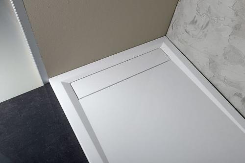 Brodzik prysznicowy prostokątny kompozytowy 120 x 80 cm z odpływem liniowym VARESA 71604 Polysan maskownica odpływu