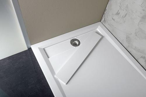 Brodzik prysznicowy prostokątny kompozytowy 120 x 80 cm z odpływem liniowym VARESA 71604 Polysan odsłonięty odpływ