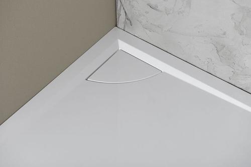 Brodzik prysznicowy półokrągły kompozytowy 90 x 90 cm z odpływem liniowym LUSSA 71602 Polysan maskownica odpływu