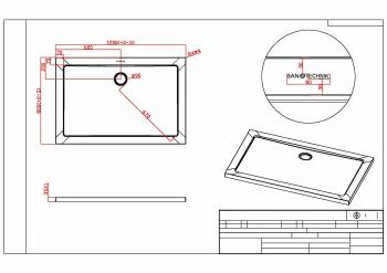 Brodzik prysznicowy prostokątny starylowy 80 x 120 cm SMC SC1280S Sanotechnik Rysunek techniczny